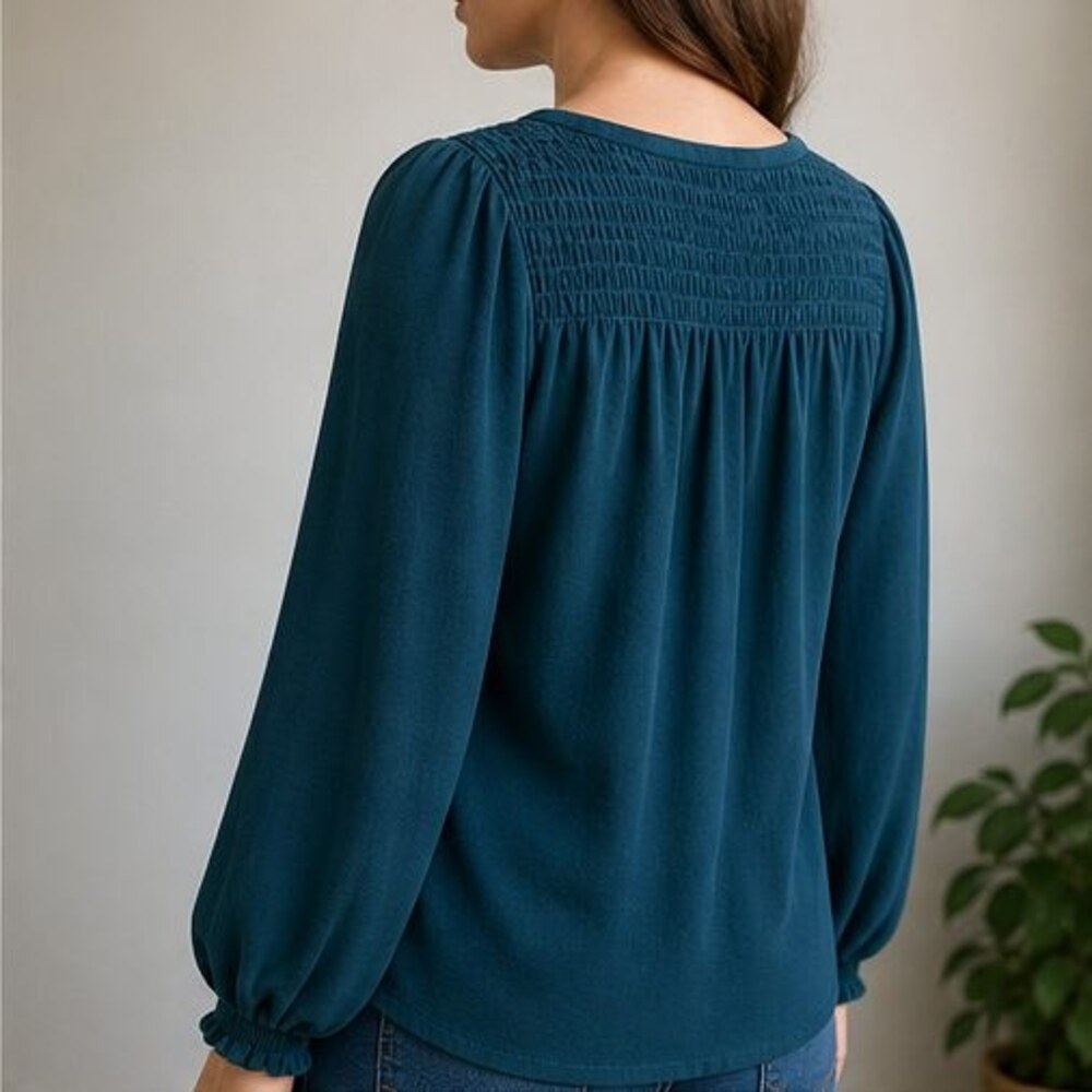 Teal Ruffle Blouse - Picture 3 of 6
